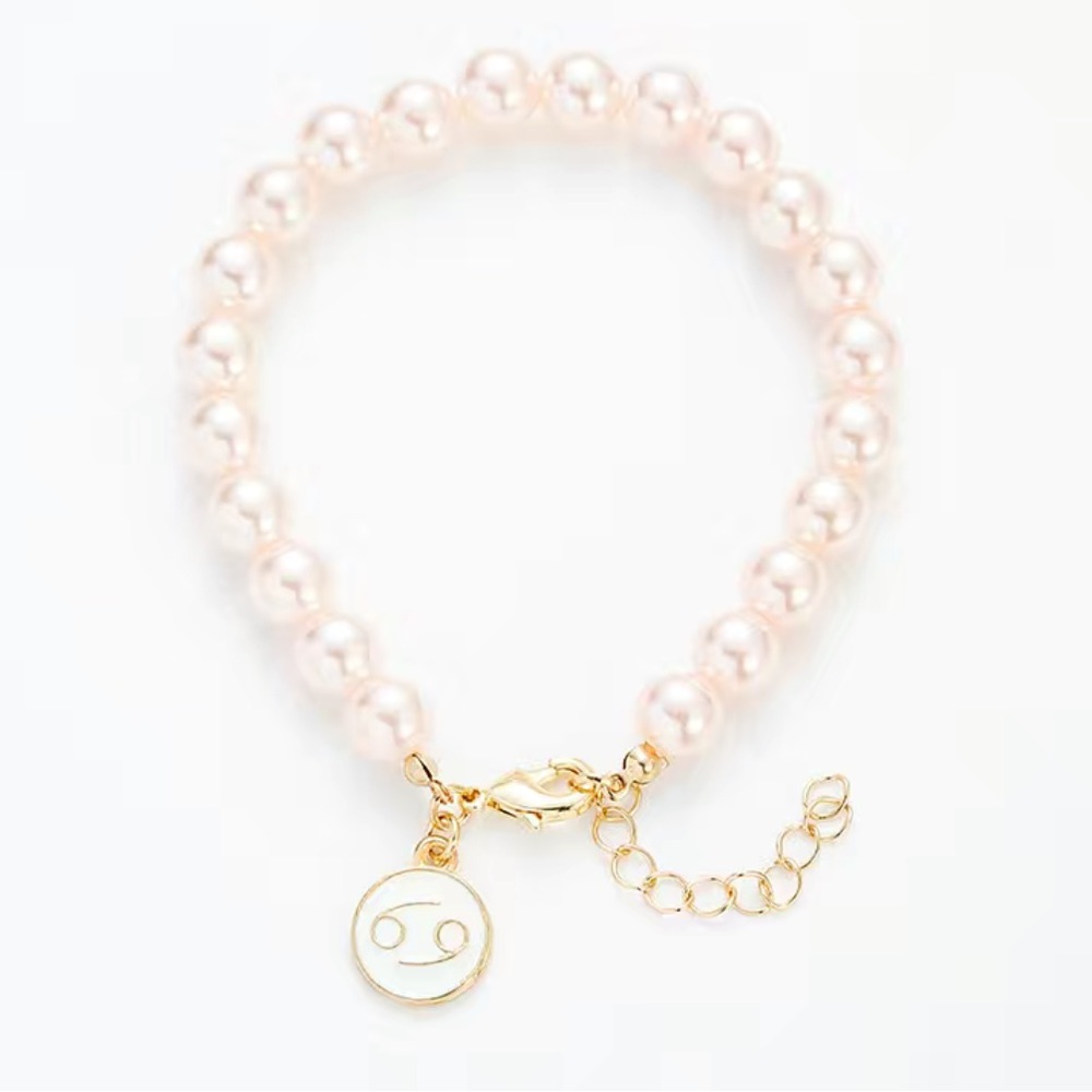 Cancer 14k gold horoscope beaded adjustable chain bracelet